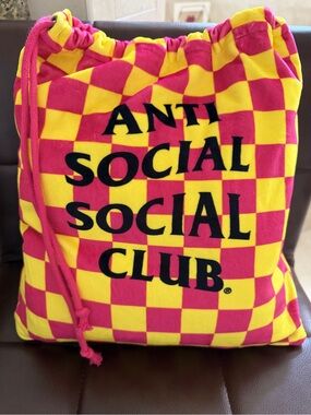Anti Social Social Club Yellow & Pink Checker Short Sleeve with Pants-Pajama Set